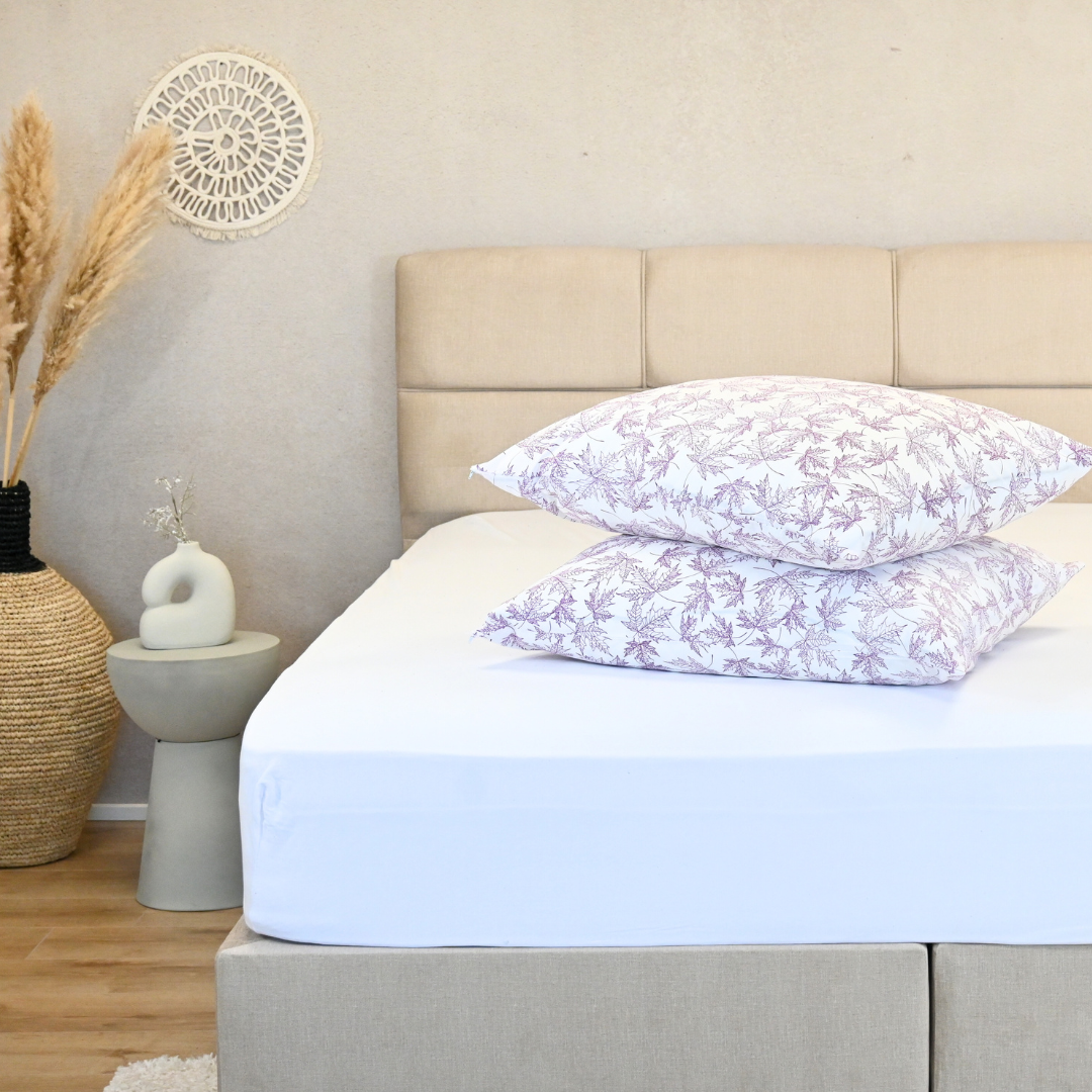 HappyDuvet | Violet Leaves Pillowcase Set 2 Pieces - 60x70cm - 100% Microfibre