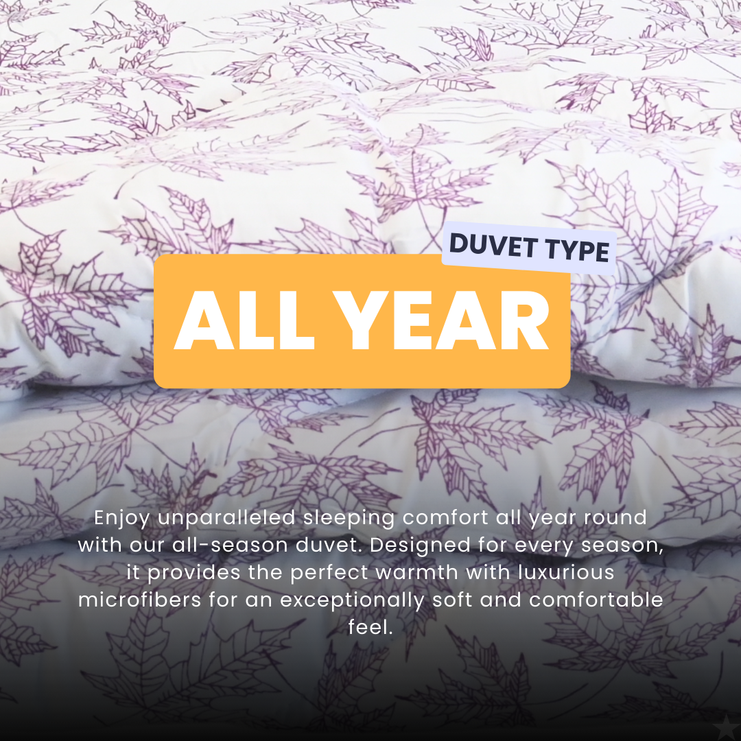 HappyDuvet Violet Leaves - All season Coverless duvet