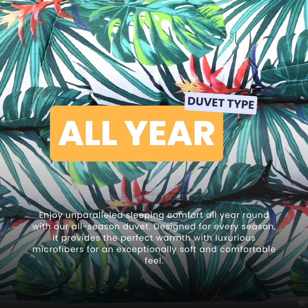 HappyDuvet Palm Paradise - 100% Cotton All season Coverless duvet