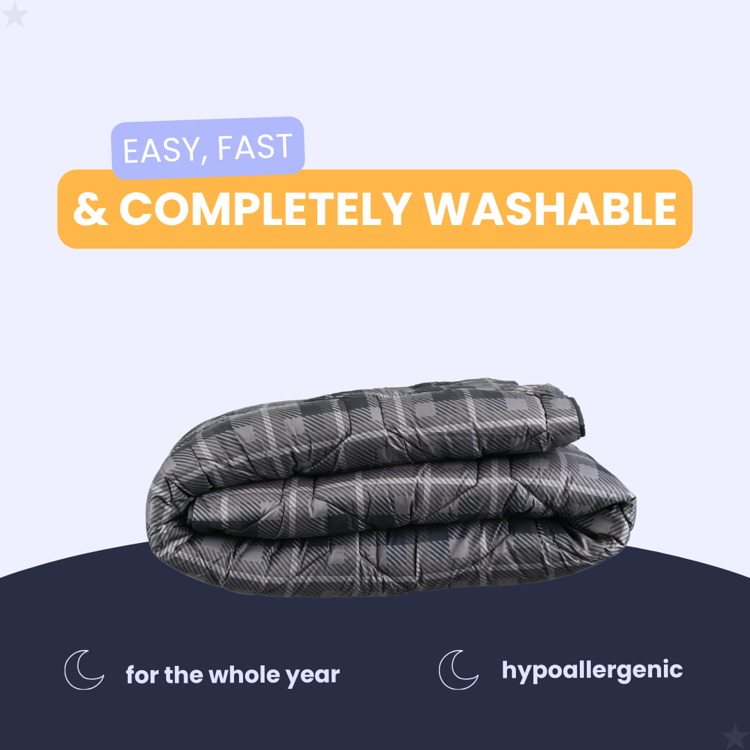 HappyDuvet Grey Tartan - All season Coverless duvet