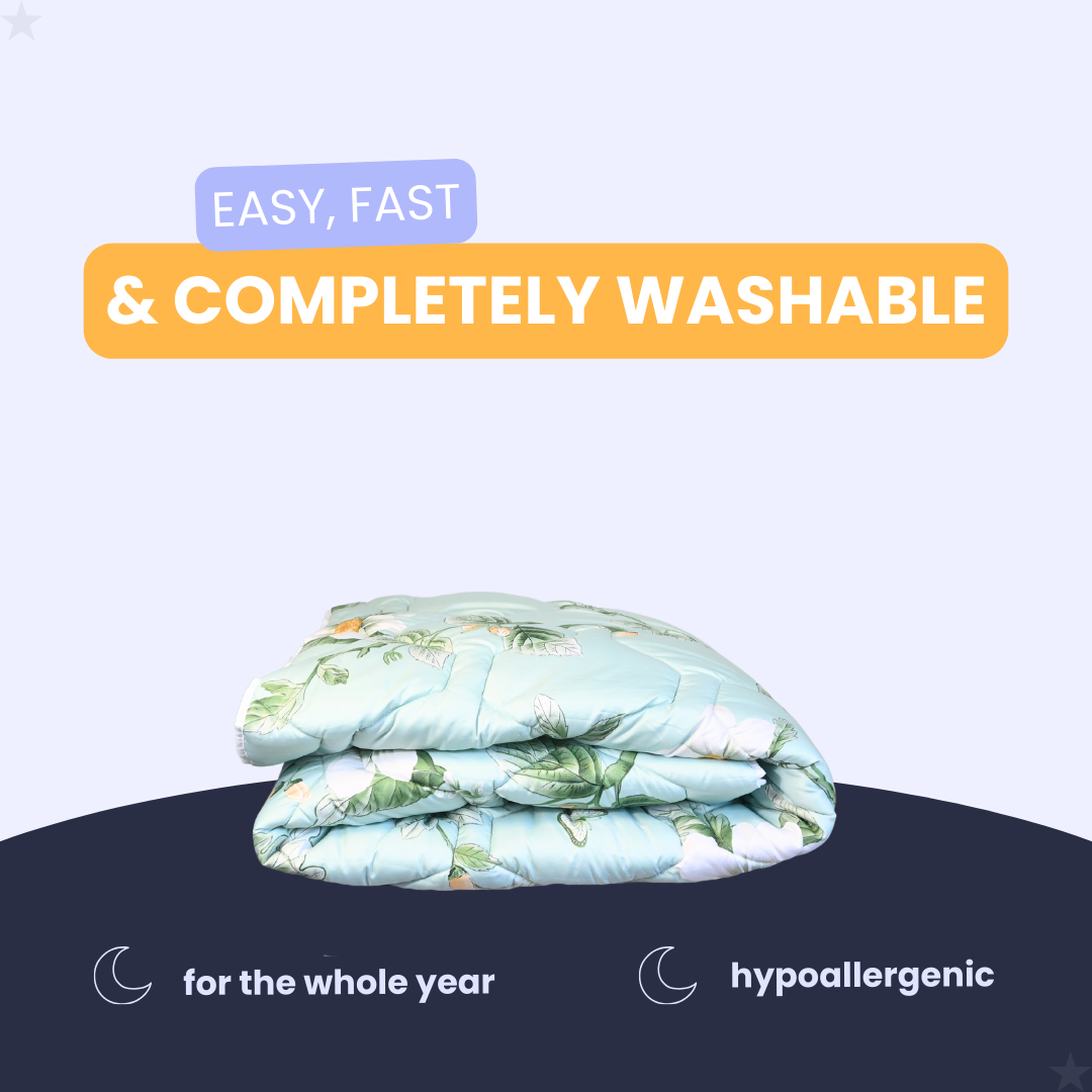 HappyDuvet Happy Flowers - Satin Look - All season Coverless duvet
