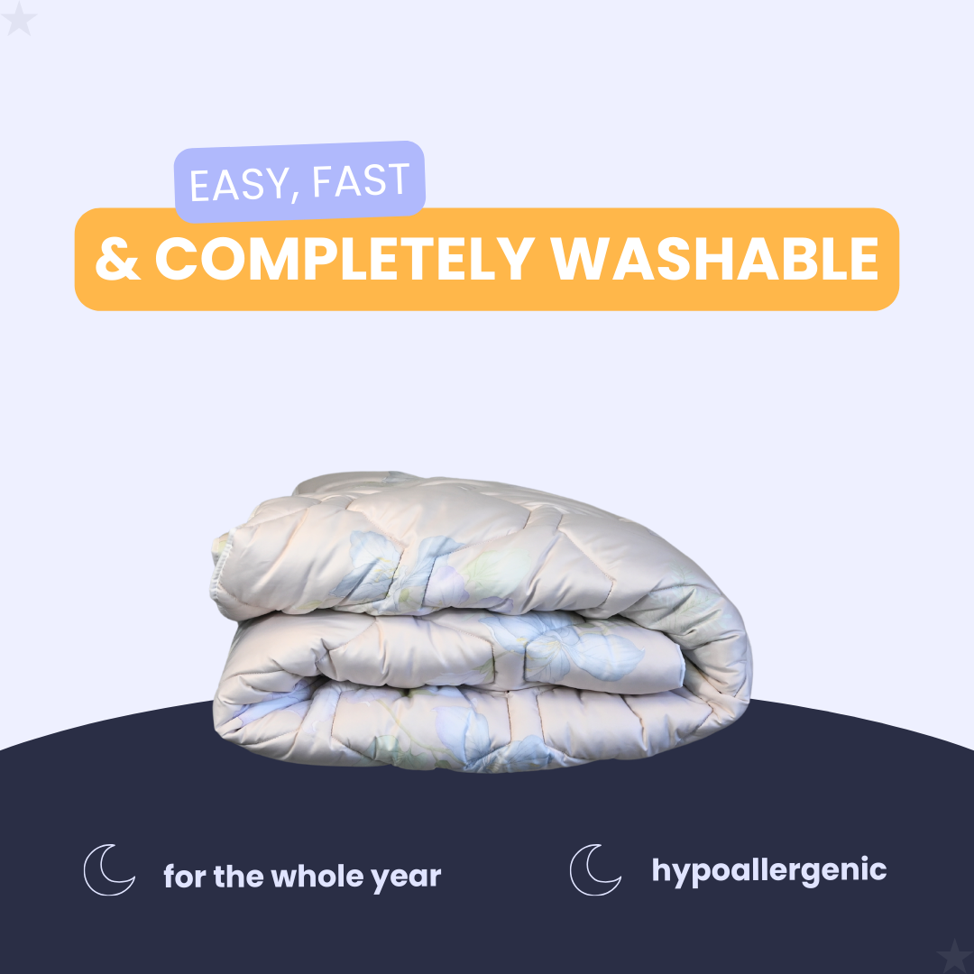 HappyDuvet Blooming Pastel - Satin Look - All season Coverless duvet