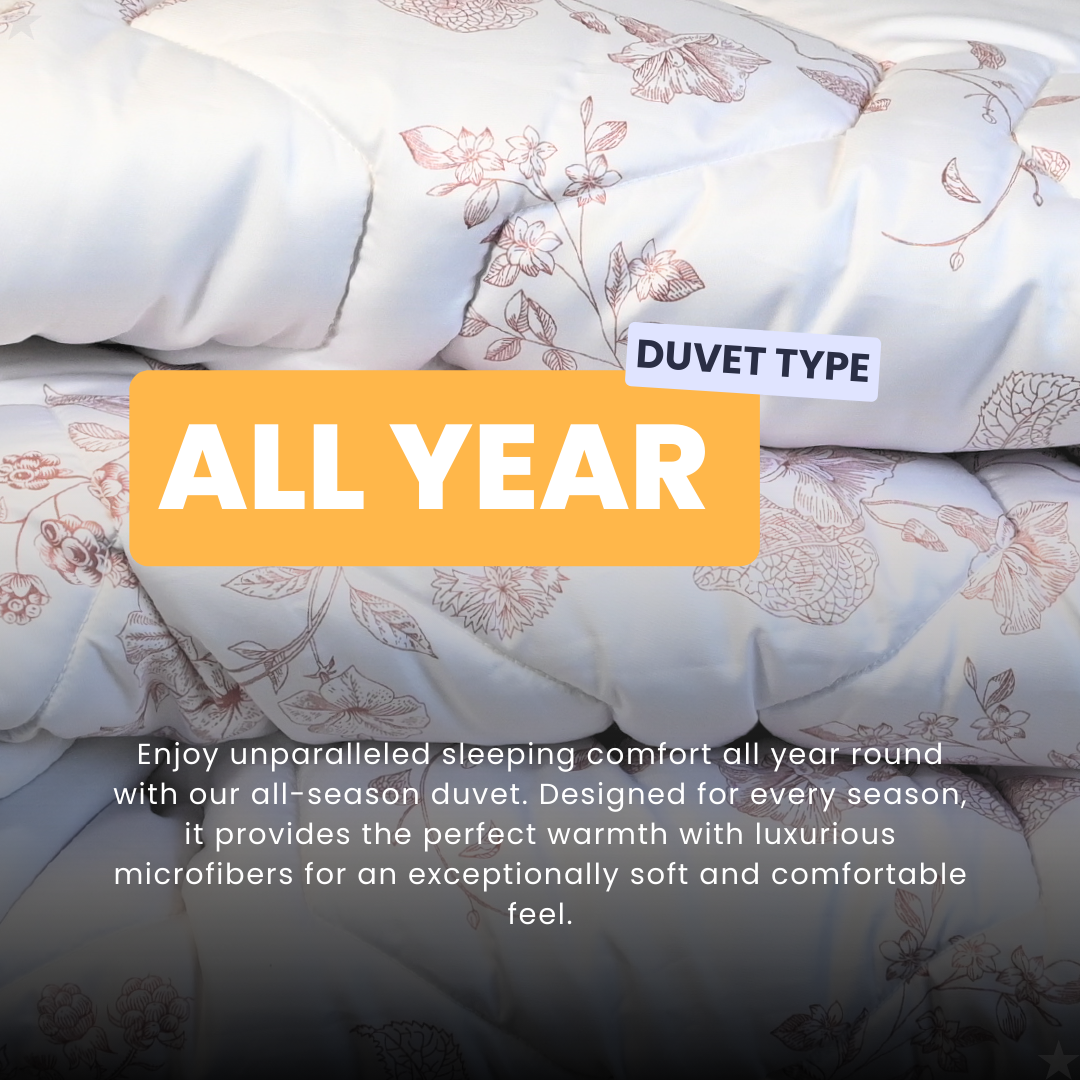 HappyDuvet Dusty Roses - Satin Look - All season Coverless duvet