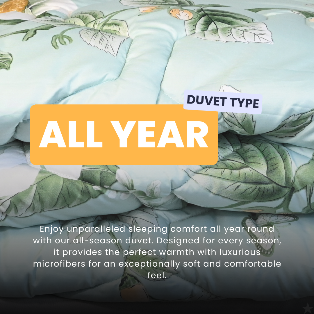 HappyDuvet Happy Flowers - Satin Look - All season Coverless duvet