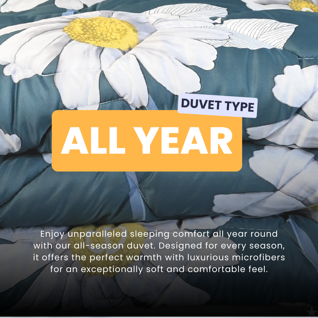 HappyDuvet Sunflowers - Satin Look - All season Coverless duvet