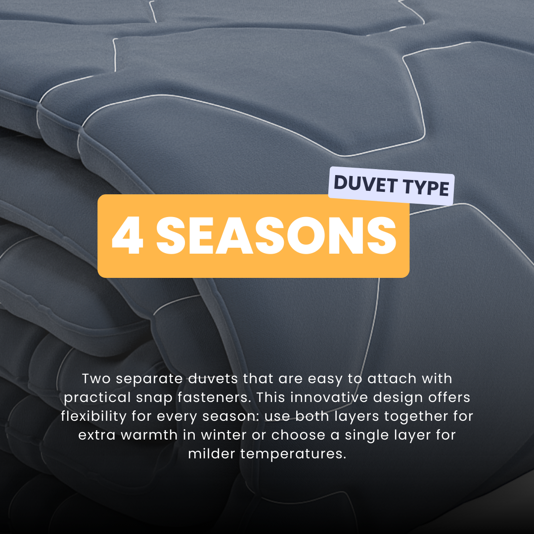 HappyDuvet Dark Blue - Adjustable 4 seasons coverless duvet