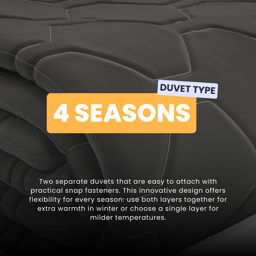 HappyDuvet Black - Adjustable 4 seasons coverless duvet