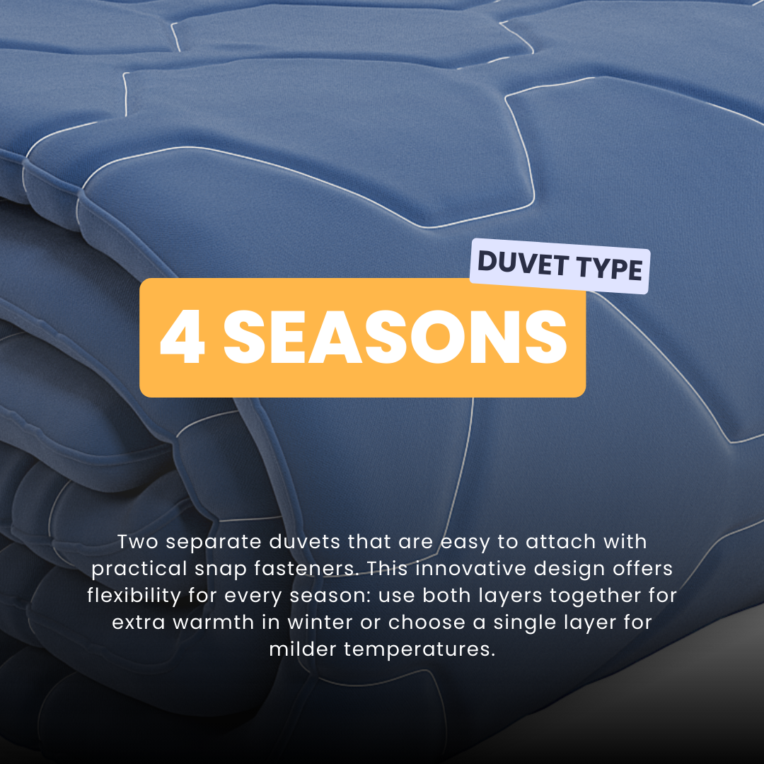 HappyDuvet Navy - Adjustable 4 seasons coverless duvet