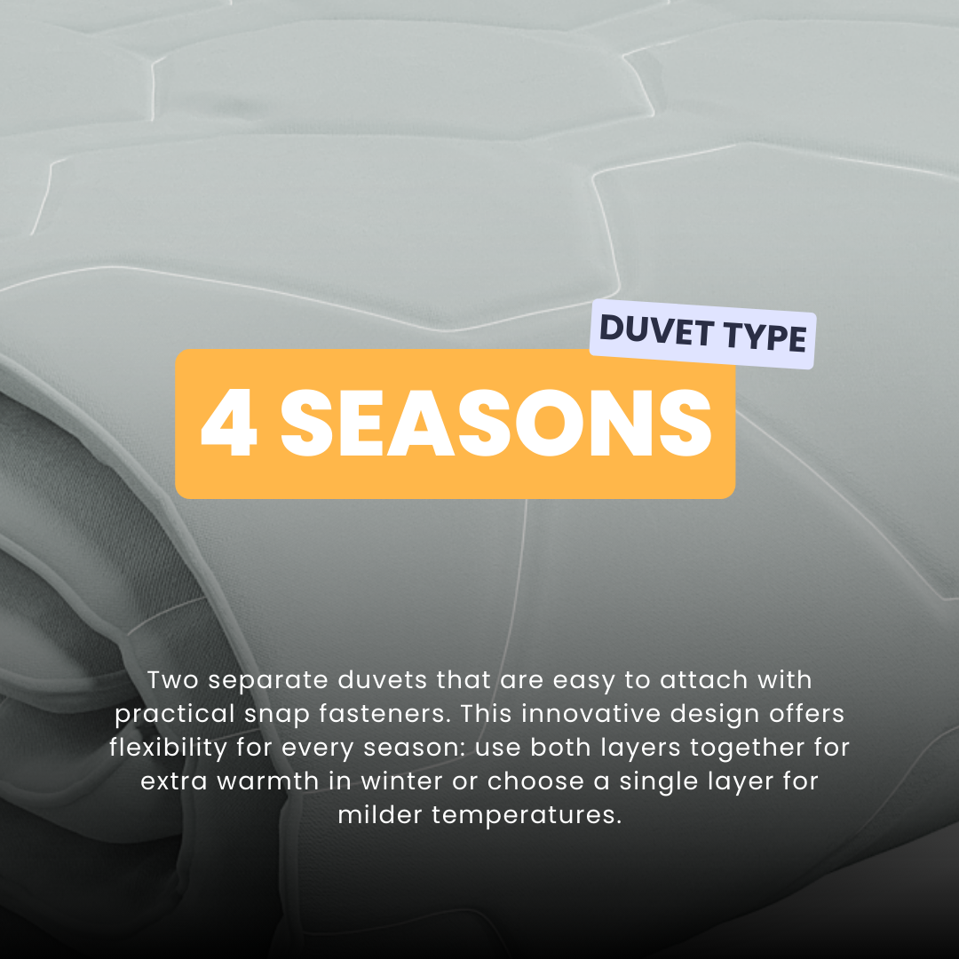 HappyDuvet Grey - Adjustable 4 seasons coverless duvet