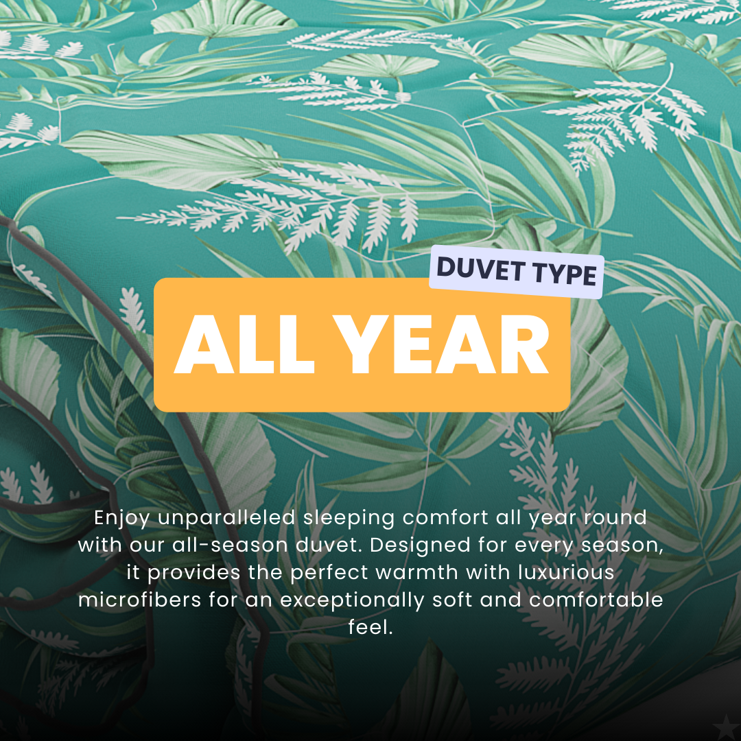 HappyDuvet Green Leaves - All season Coverless duvet