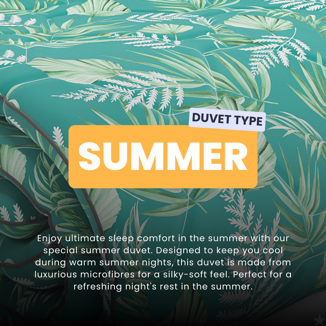 HappyDuvet Green Leaves - Coverless Summerduvet for Warm Days