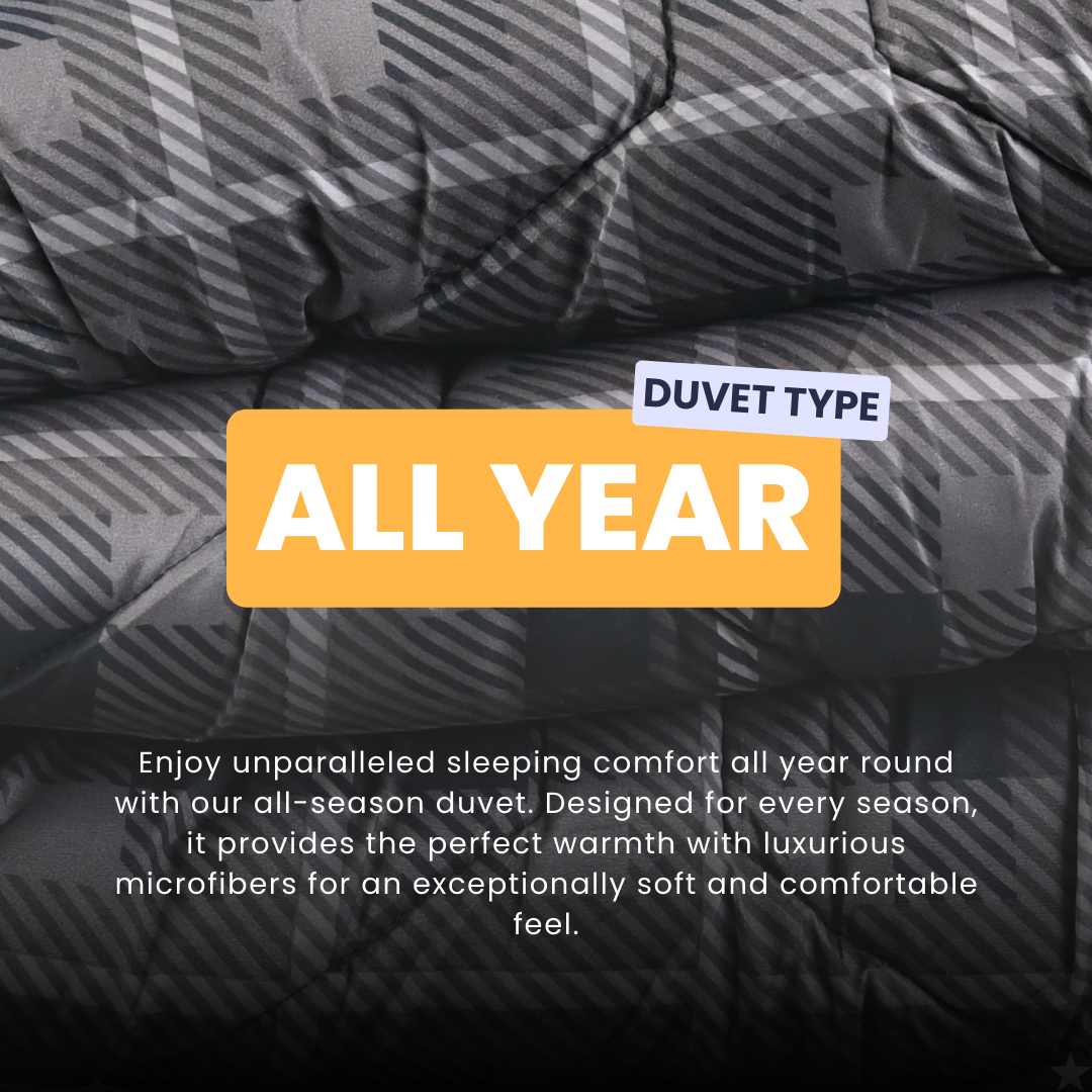 HappyDuvet Grey Tartan - All season Coverless duvet