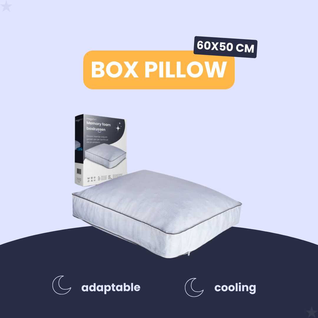 HappyDuvet pillow - memory foam box pillow | 60x50 cm - pillow neck pain - Shredded memory foam - Cooling