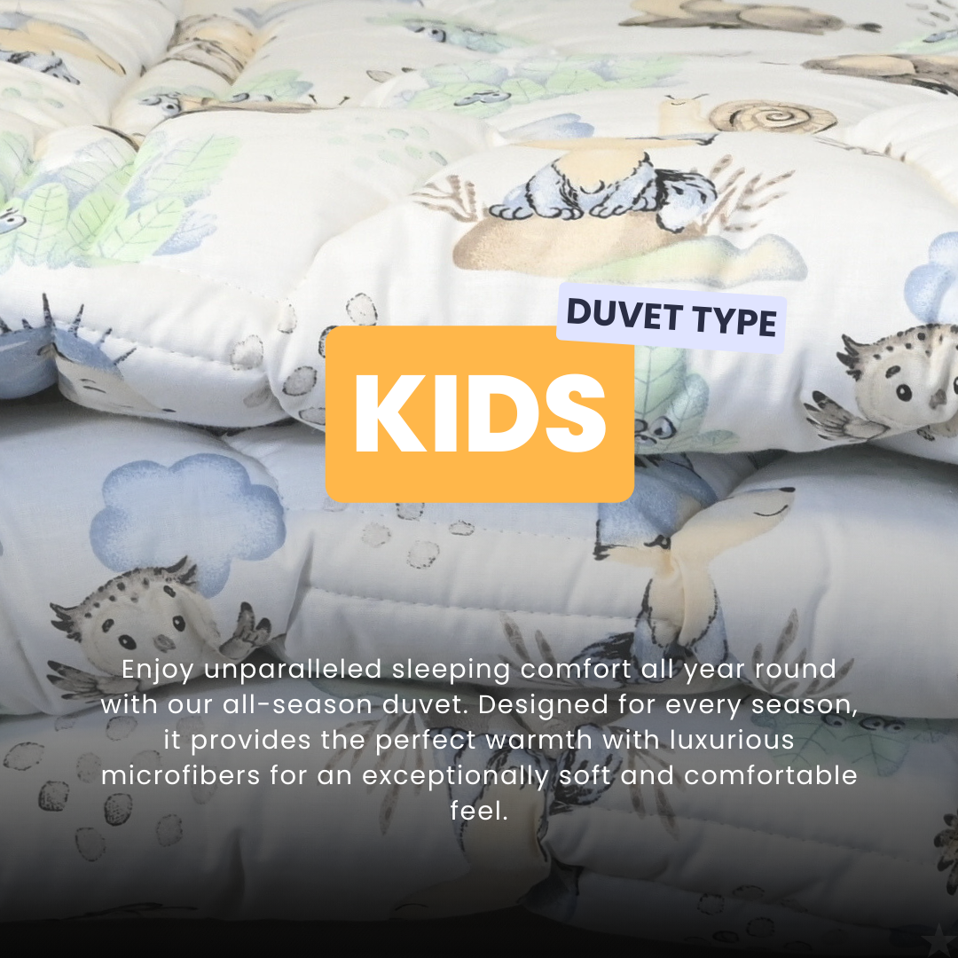 HappyDuvet Kids - Forest - 100% Cotton All season Coverless duvet