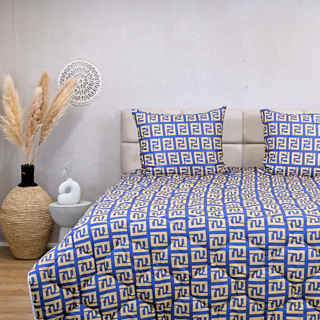HappyDuvet Fancy Squares - Satin Look - All season Coverless duvet
