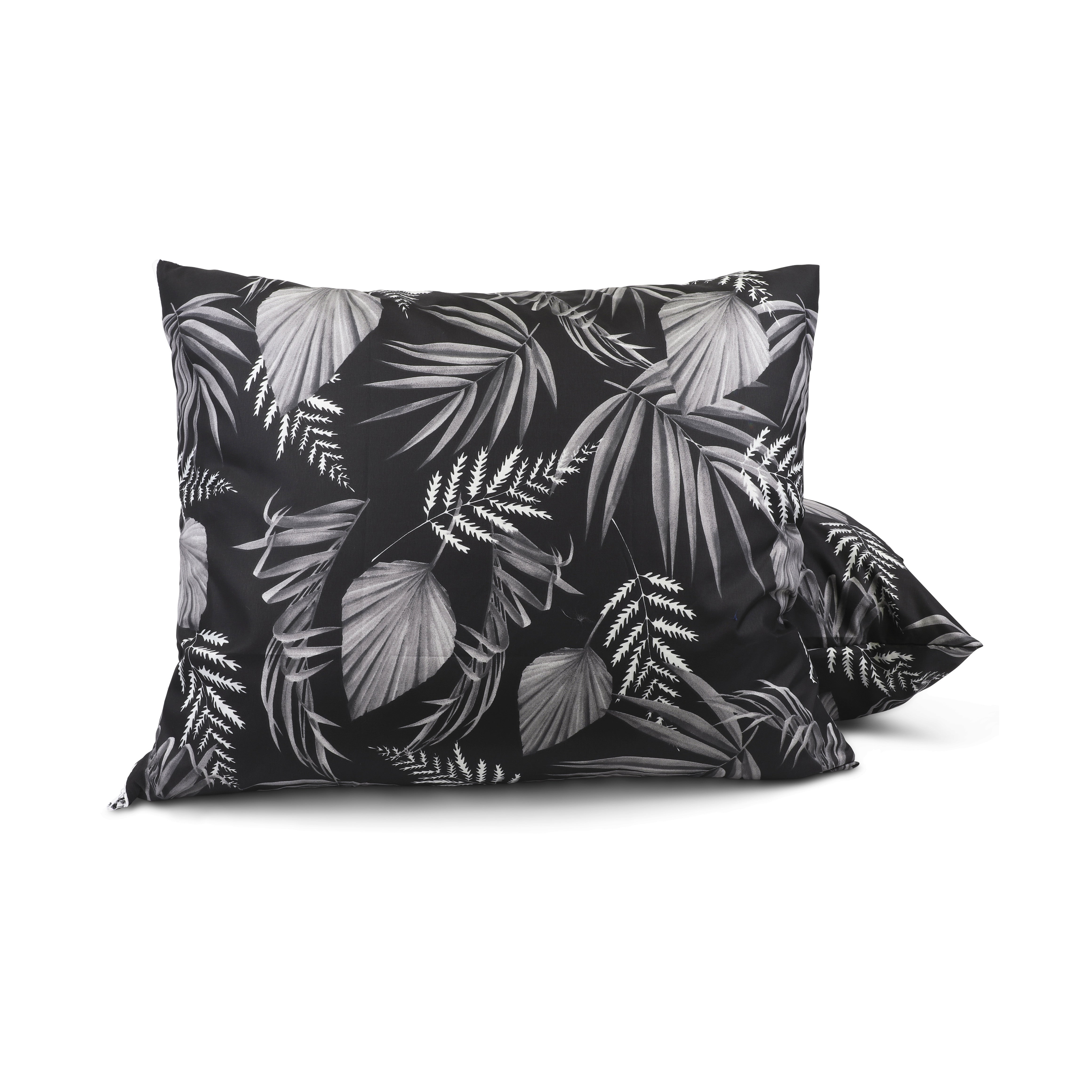 HappyDuvet | Black leaves pillowcase set 2 pieces - 100% Microfibre