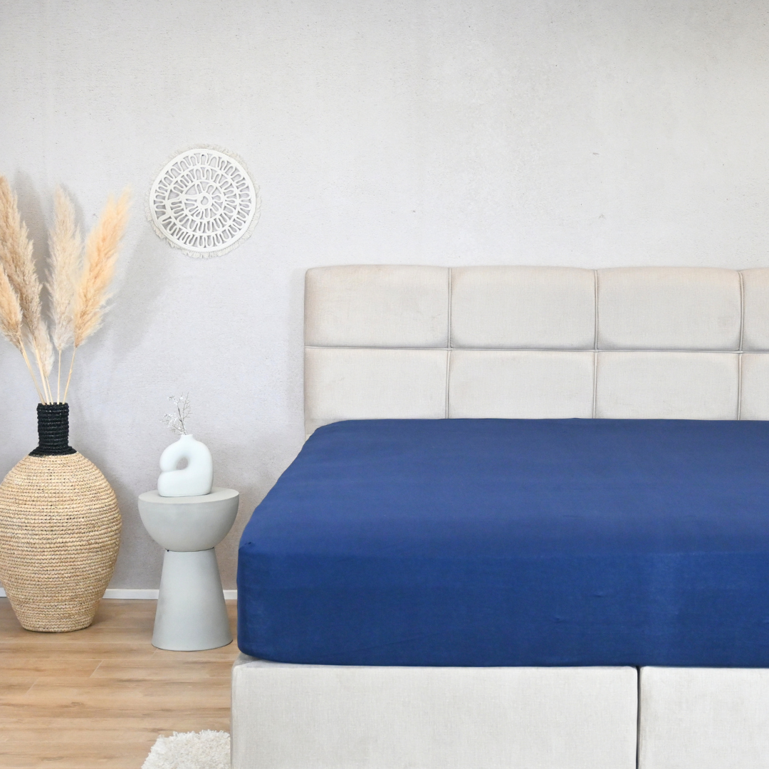 HappyDuvet premium jersey fitted sheet - Indigo blue - 150gr.
