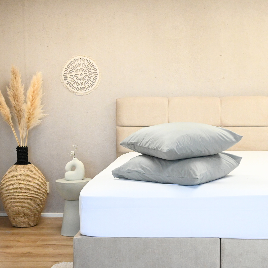 HappyDuvet Premium - Pebble grey Pillowcase Set (2 Pieces) - Percale Cotton