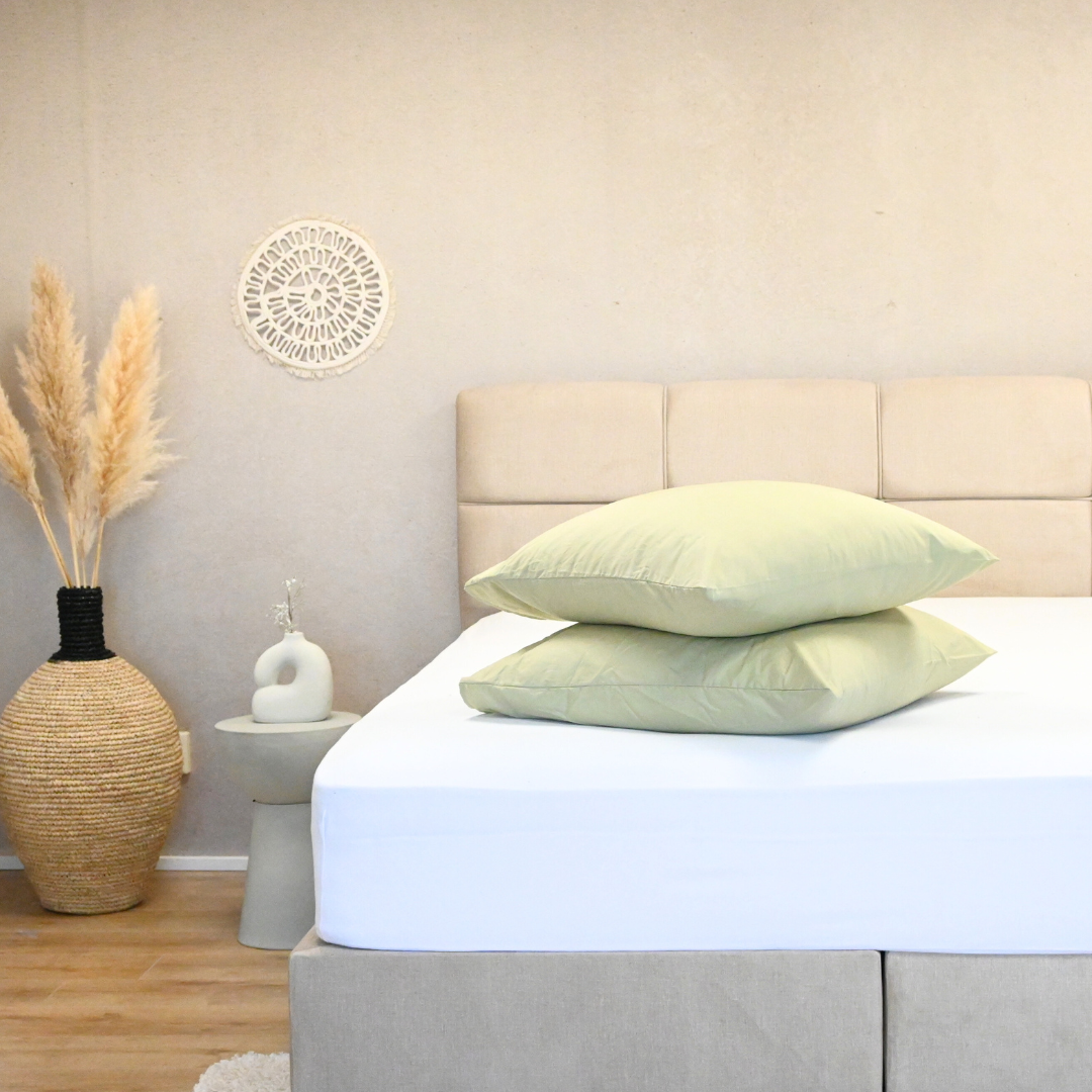 HappyDuvet Premium - Sage green Pillowcase Set (2 Pieces) - Percale Cotton