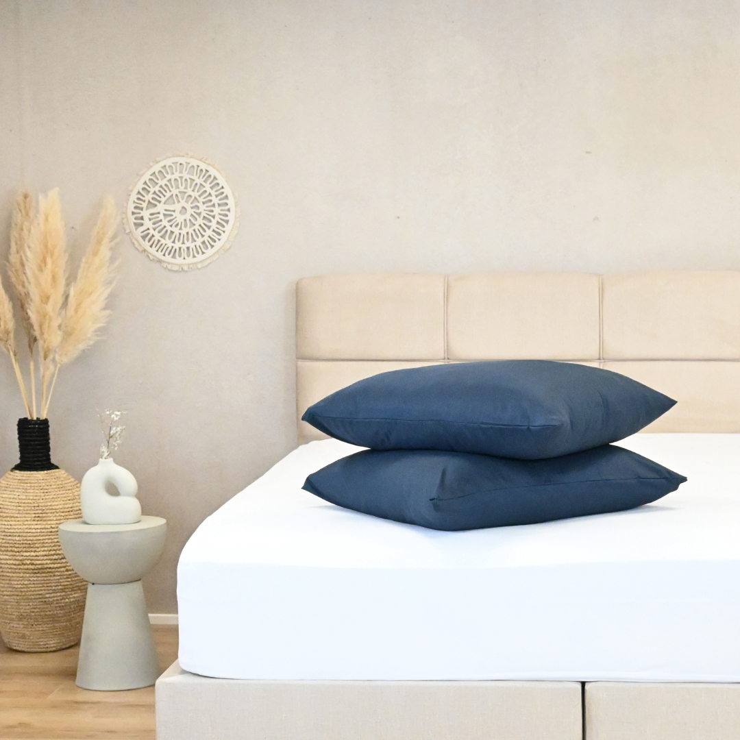 HappyDuvet | Dark blue pillowcase set 2 pieces - 100% Microfibre