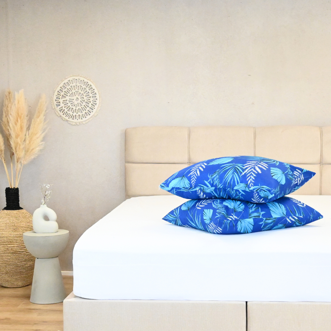 HappyDuvet | Blue leaves pillowcase set 2 pieces - 100% Microfibre