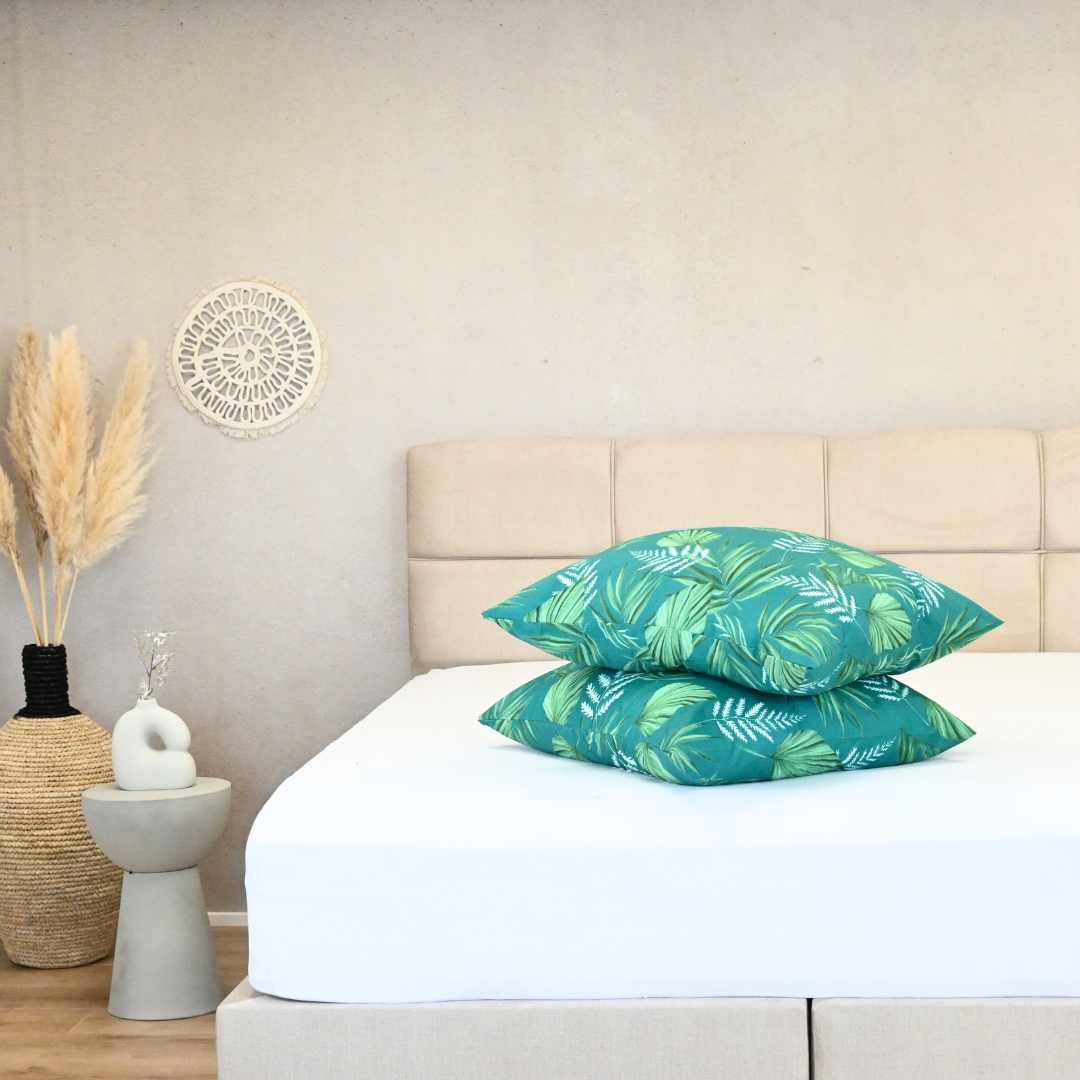 HappyDuvet | Green leaves pillowcase set 2 pieces - 60x70cm - 100% Microfibre