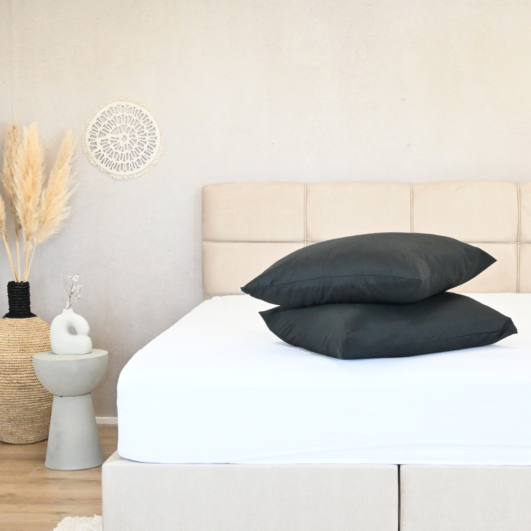 HappyDuvet | Black pillowcase set 2 pieces - 100% Microfibre