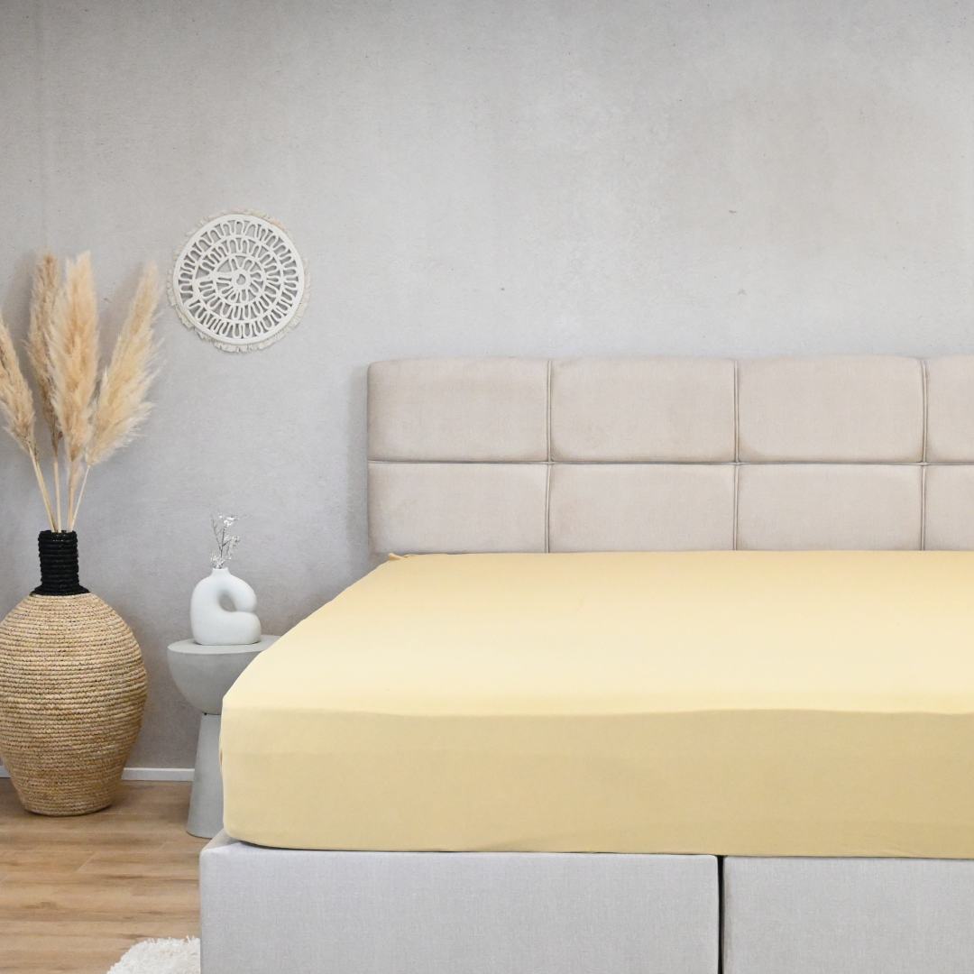 HappyDuvet premium jersey fitted sheet - Ochre - 150gr.