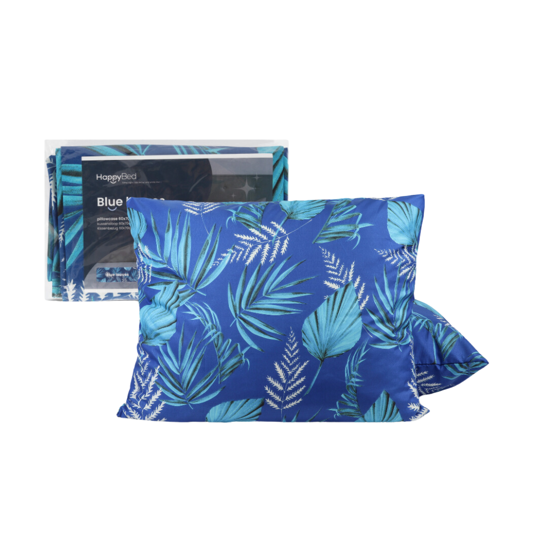 HappyDuvet | Blue leaves pillowcase set 2 pieces  - 100% Microfibre