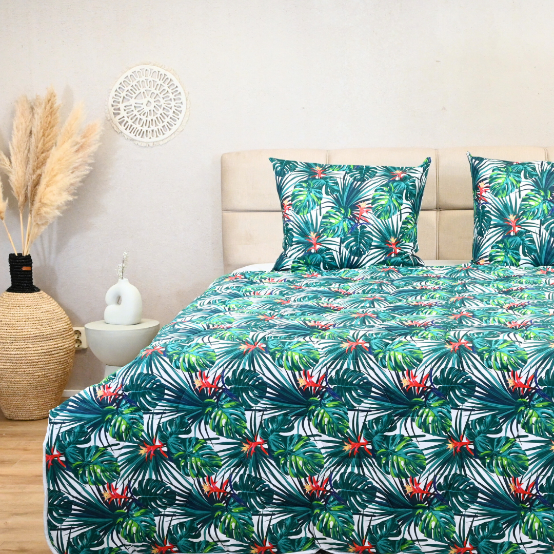 HappyDuvet Palm Paradise - 100% Cotton All season Coverless duvet