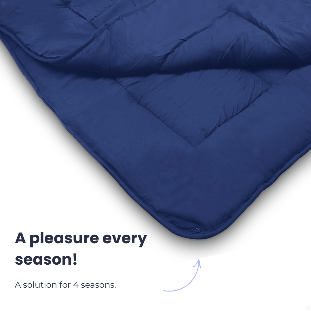 HappyDuvet Navy - Adjustable 4 seasons coverless duvet