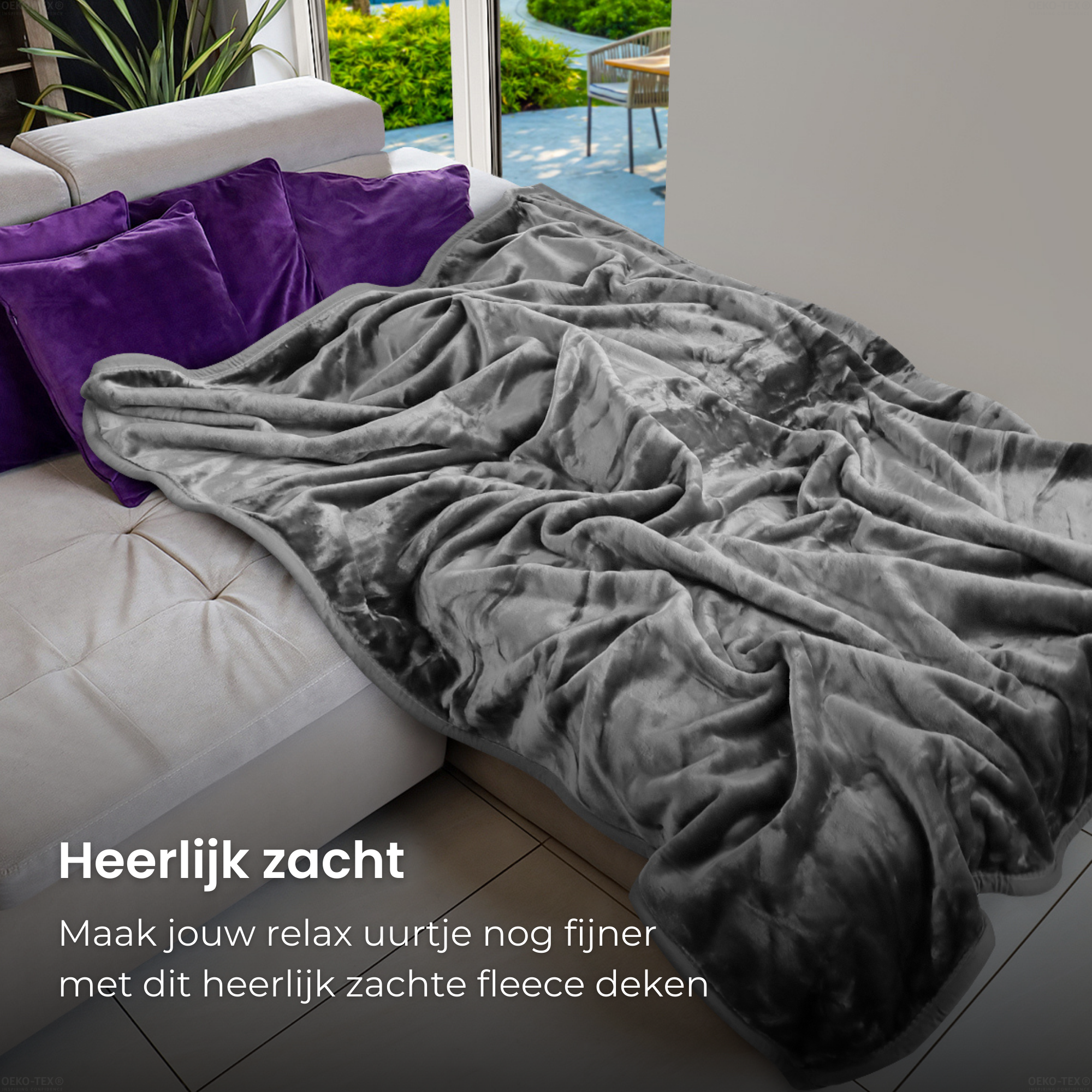HappyDuvet cozy blanket 150x200 cm - Fleece blanket | Grey