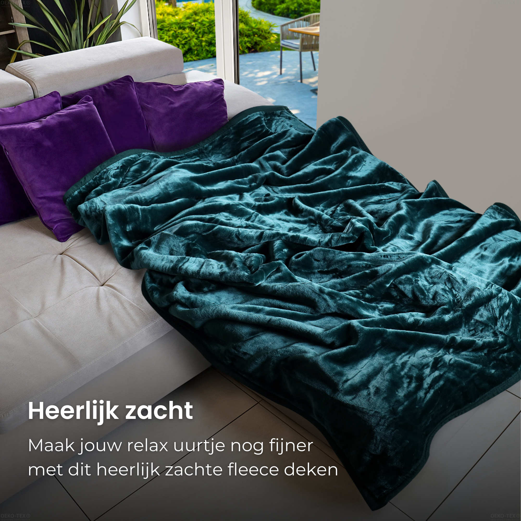 HappyDuvet cozy blanket 150x200 cm - Fleece blanket | Green