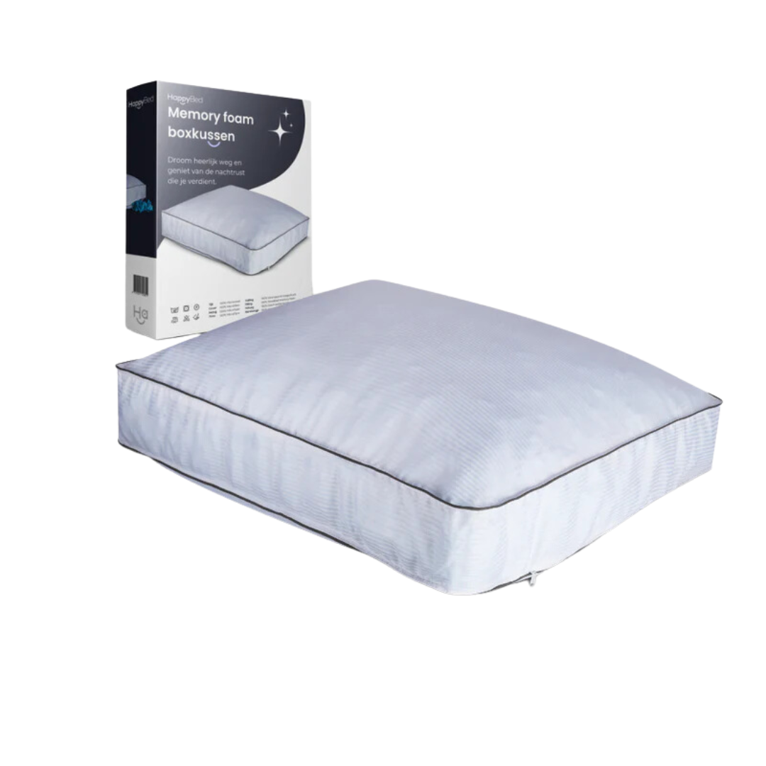 HappyDuvet pillow - memory foam box pillow | 60x50 cm - pillow neck pain - Shredded memory foam - Cooling