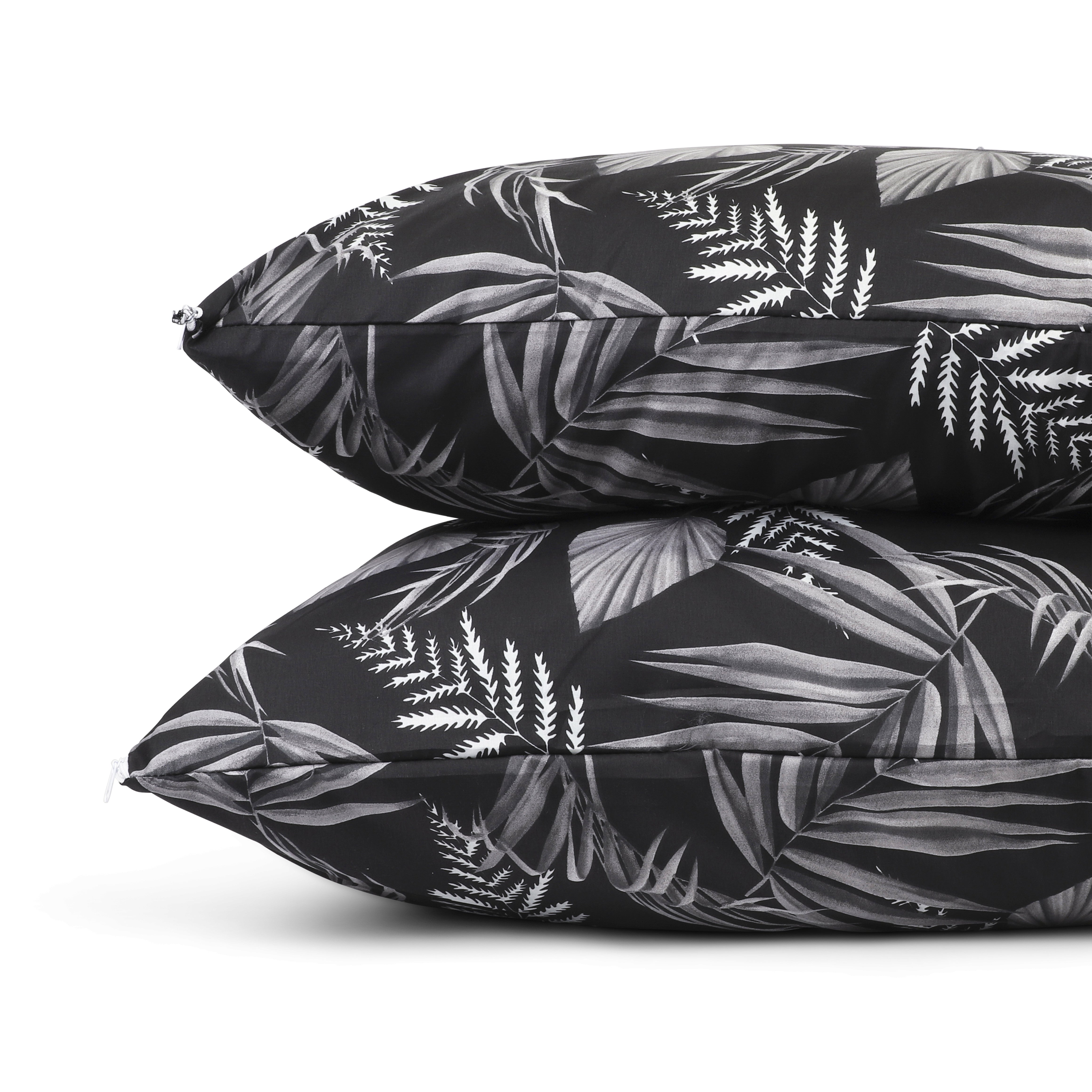 HappyDuvet | Black leaves pillowcase set 2 pieces - 60x70cm - 100% Microfibre