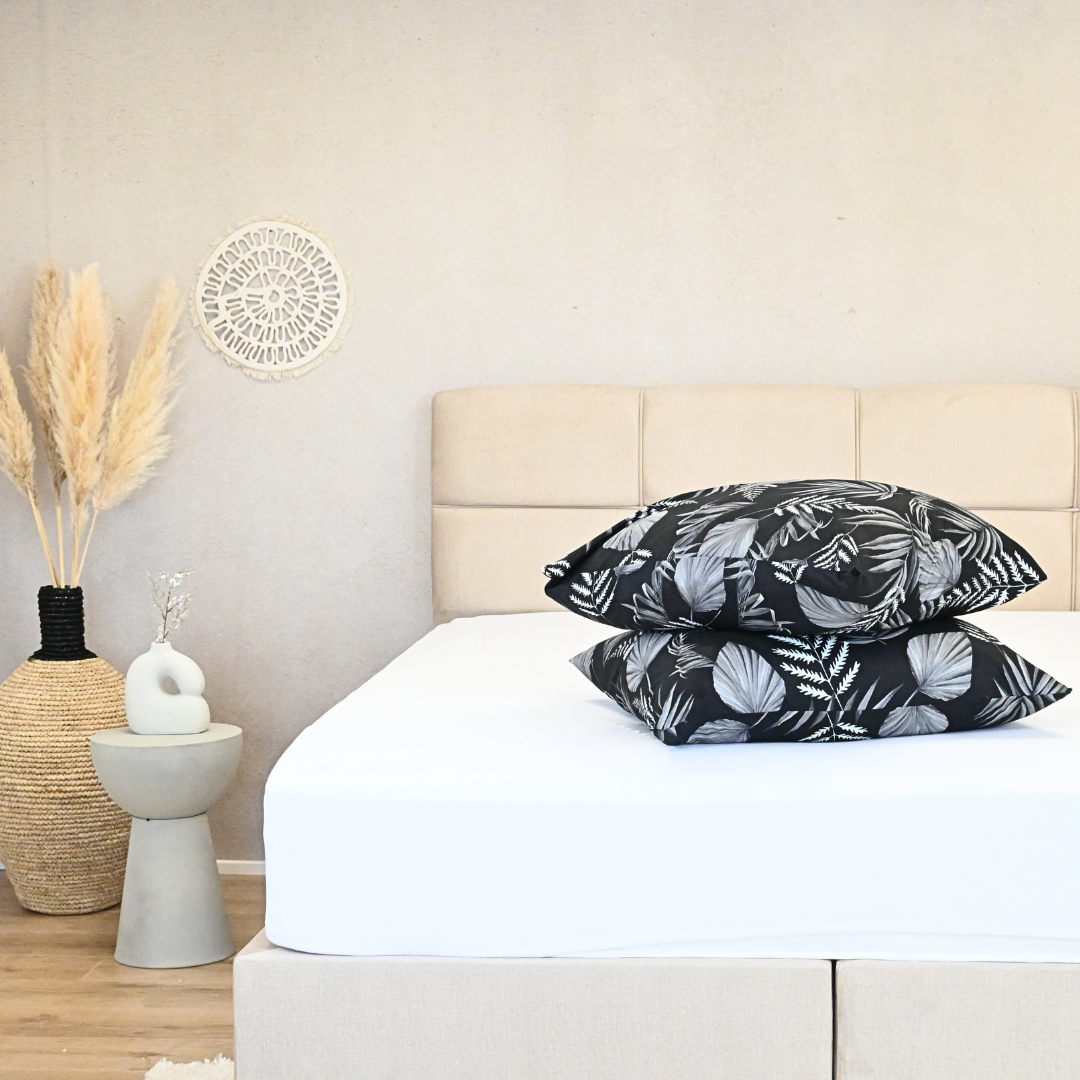 HappyDuvet | Black leaves pillowcase set 2 pieces - 60x70cm - 100% Microfibre