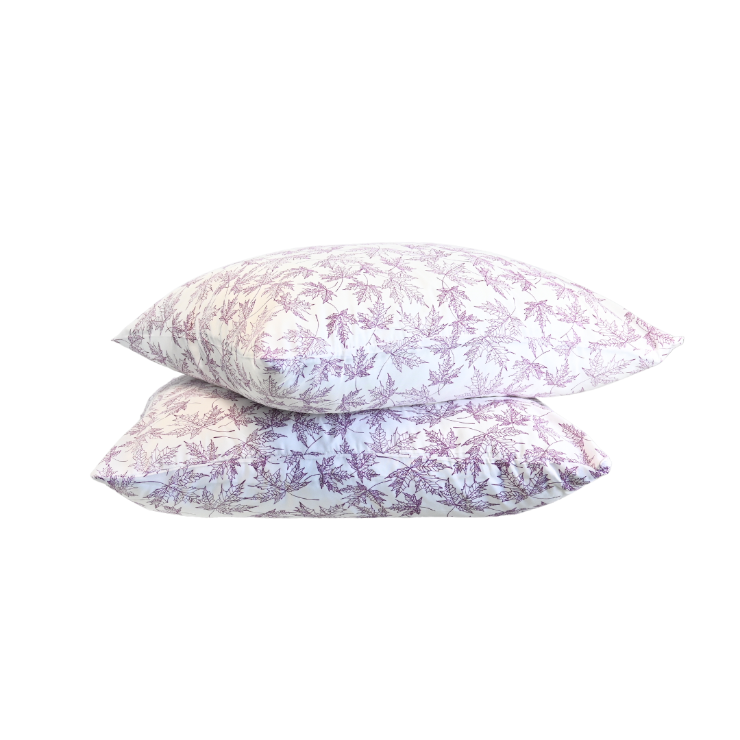 HappyDuvet | Violet Leaves Pillowcase Set 2 Pieces - 60x70cm - 100% Microfibre