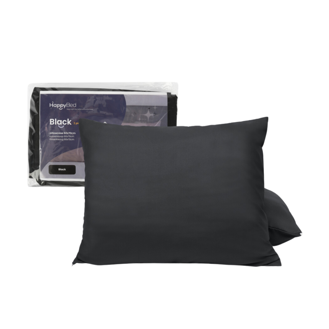 HappyDuvet | Black pillowcase set 2 pieces  - 100% Microfibre